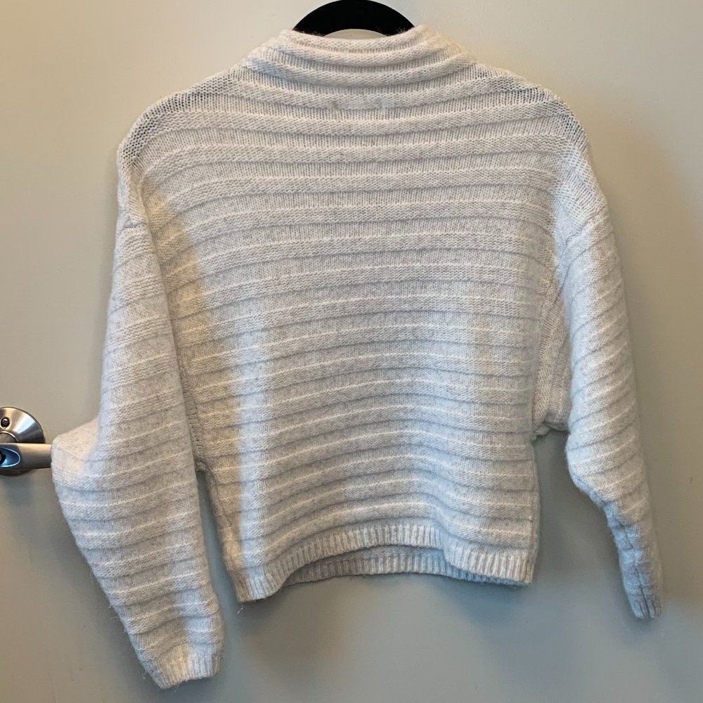 Prologue Funnel Neck Ivory Ribbed Wool Sweater - XS